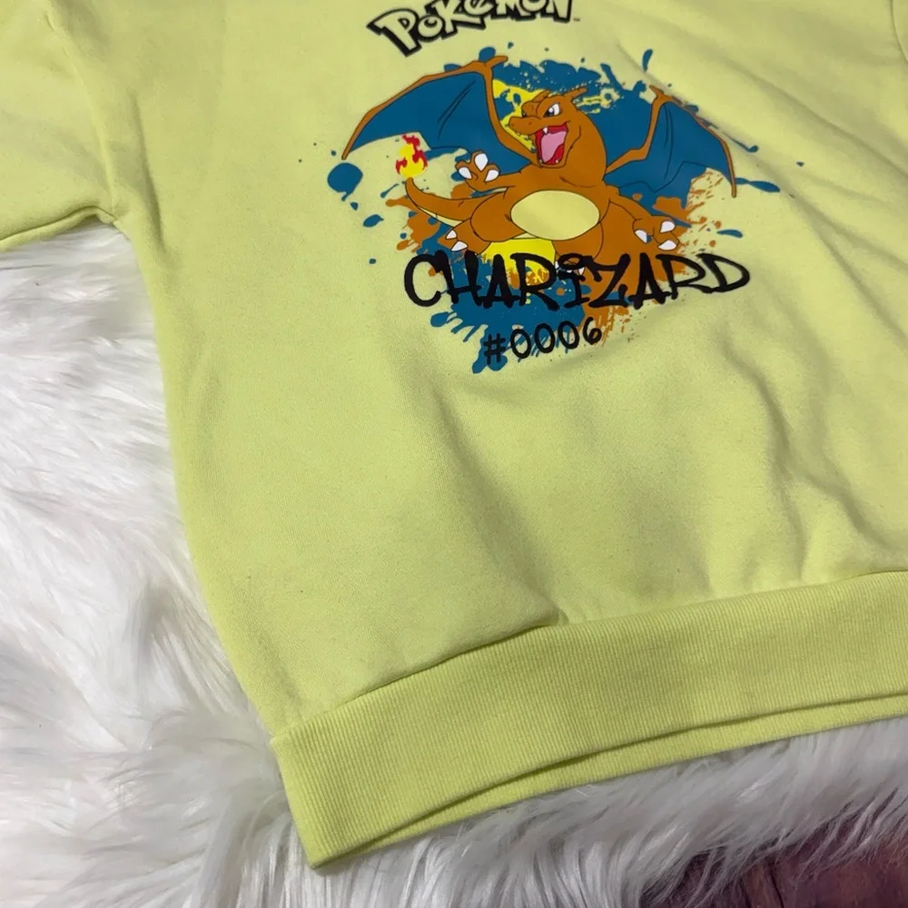 Pokemon Charizard Neon Yellow Graphic Hoodie - Boys Size 8-9 Yrs